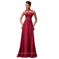 Grace Karin Long A-line Chiffon sem mangas Mulheres Vinho formal Red Prom Dress abendkleider CL007555-5